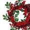 18" Red Berries & Two-Tone Green Leaves Artificial Wreath, Unlit